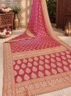 KcPc Khaddi Georgette Bandhani Style Saree with Traditional Zardosi Work and Blouse for Festive Wear