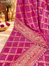 KcPc Khaddi Georgette Bandhani Style Saree with Traditional Zardosi Work for Festive Wear