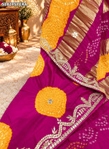KcPc Semi Gaji Silk Traditional Bandhani Saree with Elegant Gotapatti WorkRG