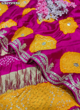 KcPc Semi Gaji Silk Traditional Bandhani Saree with Elegant Gotapatti WorkRG