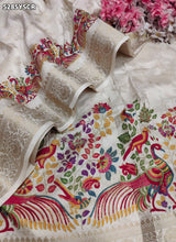 KcPc Banarasi Silk Kalamkari Style Saree with Traditional Zari Weaving for Festive Wear SON