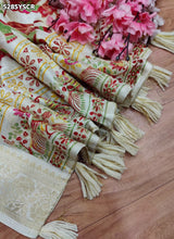 KcPc Banarasi Silk Kalamkari Style Saree with Traditional Zari Weaving for Festive Wear SON