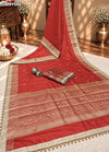 KcPc Tissue Silk Designer Embroidery Work Festive Wear Saree with Blouse