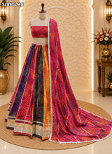 KcPc Khaddi Georgette Leheriya Style Traditional Saree for Festive Wear