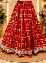 KcPC Designer Semi Gaji Silk Bandhani Lehenga with Cutdana Gotapatti Work