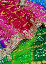 KcPc Semi Gaji Silk Bandhani Gotapatti Traditional Festive Saree with BlouseRGC
