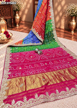 KcPc Semi Gaji Silk Bandhani Gotapatti Traditional Festive Saree with BlouseRGC