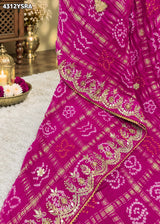 KcPc Traditional Gaji Silk Bandhani Saree with Gotapatti Work and Blouse AMT