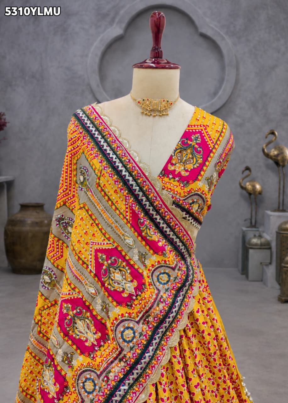 KcPc Crepe Silk Printed Lehenga with Cutdana Embroidery Work for Festive WearBHUTA