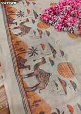 KcPc Tissue Silk Kalamkari Style Festive Wear Saree with Tari WorkSTL