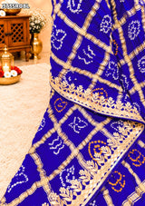 KcPc Pure Gaji Silk Ghatchola Bandhani Saree with Heavy Gotapatti Work for Traditional WearAMT