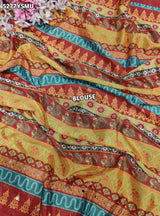 KcPc Crepe Silk Kalamkari Mirror Work Traditional Saree for Festive Wear with BlouseASH