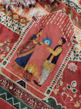 KcPc Crepe Silk Kalamkari Mirror Work Traditional Saree for Festive Wear with BlouseASH