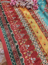 KcPc Crepe Silk Kalamkari Mirror Work Traditional Saree for Festive Wear with BlouseASH