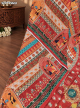 KcPc Crepe Silk Kalamkari Mirror Work Traditional Saree for Festive Wear with BlouseASH