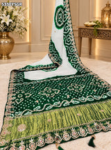 KcPc New Gaji Silk Bandhani Saree with Traditional Gotapatti Work
