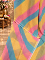 KcPc New Chiffon Leheriya StyleTraditional Saree BKG