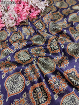 KcPc Crepe Silk Ajrakh Style Saree with Traditional Zari Border Work ASH