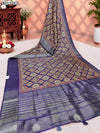 KcPc Crepe Silk Ajrakh Style Saree with Traditional Zari Border Work ASH