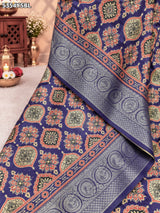 KcPc Crepe Silk Ajrakh Style Saree with Traditional Zari Border Work ASH