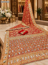 KcPc New Pure Khaddi Georgette Bandhani with Traditional Zardozi Work Saree VRS