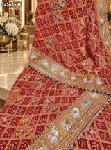 KcPc New Pure Khaddi Georgette Bandhani with Traditional Zardozi Work Saree VRS