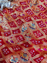 KcPc New Pure Khaddi Georgette Bandhani with Traditional Zardozi Work Saree VRS