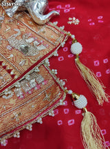 KcPc New Pure Khaddi Georgette Bandhani with Traditional Zardozi Work Saree VRS