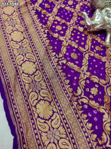 KcPc New Pure Khaddi Georgette Upada Neemzari Bandhej Dupatta Purple