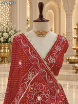 KcPc Traditional Creap Silk Bandhani Lehenga with Designer Cutdana Work