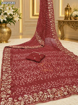 KcPc Pure Chinon Bandhani Style with Gotapatti Work Saree
