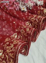 KcPc Pure Chinon Bandhani Style with Gotapatti Work Saree