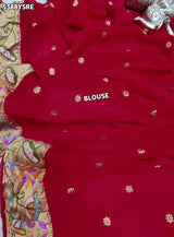 KcPc Georgette Bandhani Kalamkari Style with Traditional Zari WeavingSaree