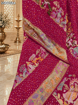 KcPc New Georgette Bandhani Kalamkari Style with Traditional Zari WeavingSaree