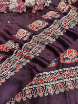 KcPc New Gaji Silk Ajrakh Style with Traditional Mirror Work Saree