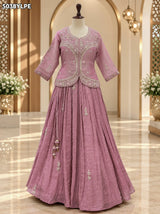 KcPc Tissue Silk Indo-Western Lehenga with Traditional Gotapatti Work