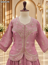 KcPc Tissue Silk Indo-Western Lehenga with Traditional Gotapatti Work