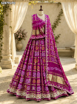 KcPC Latest Designer Semi Gaji Silk Bandhani Lehenga with Cutdana Gotapatti Work