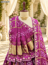 KcPC Latest Designer Semi Gaji Silk Bandhani Lehenga with Cutdana Gotapatti Work