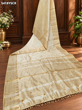 Tissue Silk Banarasi Style with Zari Weaving and Ghunghru Work Saree 1