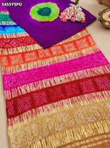 Gaji Silk Bandhani Style Traditional Festive Wear Saree 1