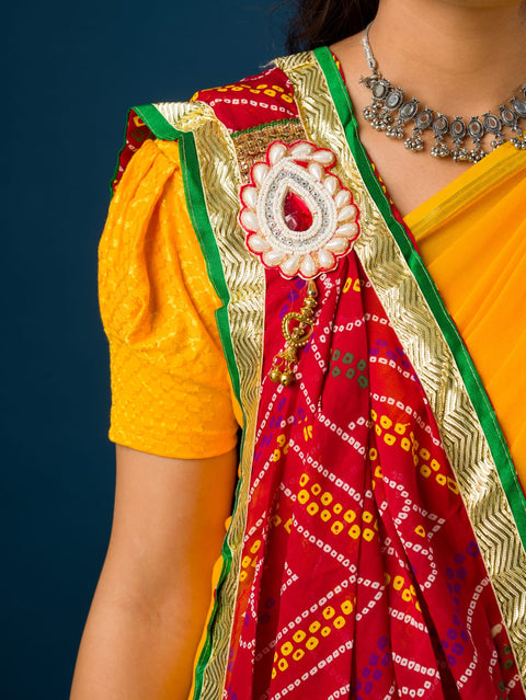 KcPc New Marwadi Mos chiffon chunri broach Stole