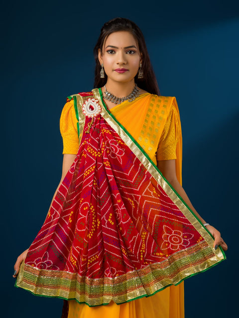 KcPc New Marwadi Mos chiffon chunri broach Stole