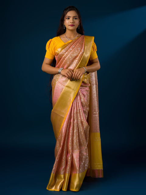 KcPc New Tissue Silk Banarasi Zari Flower weaving Saree KB