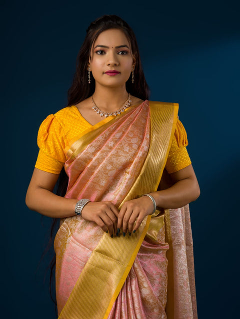 KcPc New Tissue Silk Banarasi Zari Flower weaving Saree KB