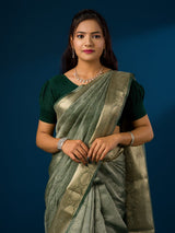 KcPc New Tissue Silk Banarasi Handloom Zari Border saree INA
