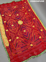 KcPc Marriage Purpose Chunri Pilia Dupatta 1.5 pat Traditional Chakra Belbuti Chunri (Pure Georgette Fabric)