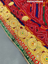 KcPc Marriage Purpose Chunri Pilia Dupatta 1.5 pat Traditional Chakra Belbuti Chunri (Pure Georgette Fabric)