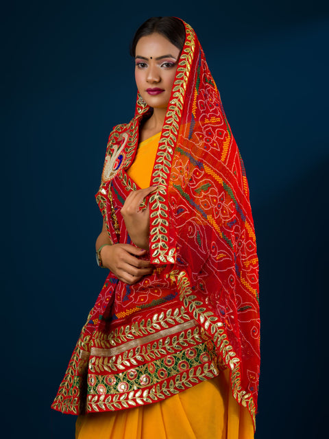 KcPc Marwadi Chunri Stole Georgette Fabric