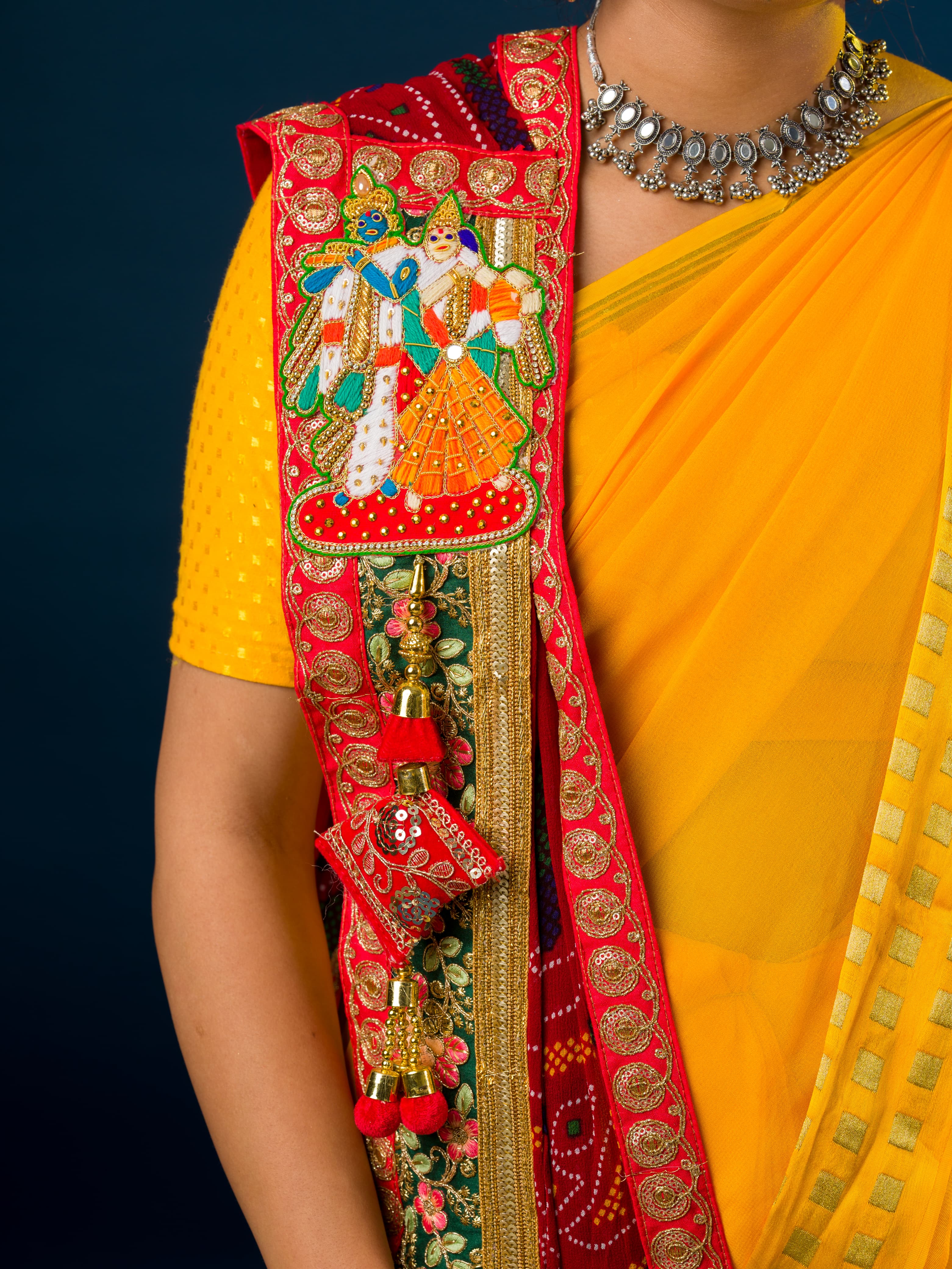 KcPc Rajasthani Pure Georgette Broach stole,ZHR